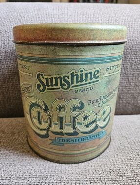 1970's Ballonoff Sunshine Coffee Canister Vintage Decorative Metal Tin